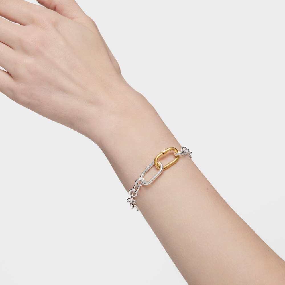 Silver chain Bracelet with ring Hold Oval