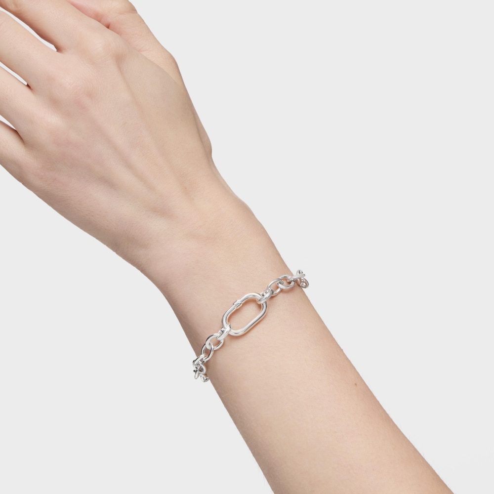 Silver chain Bracelet with ring Hold Oval