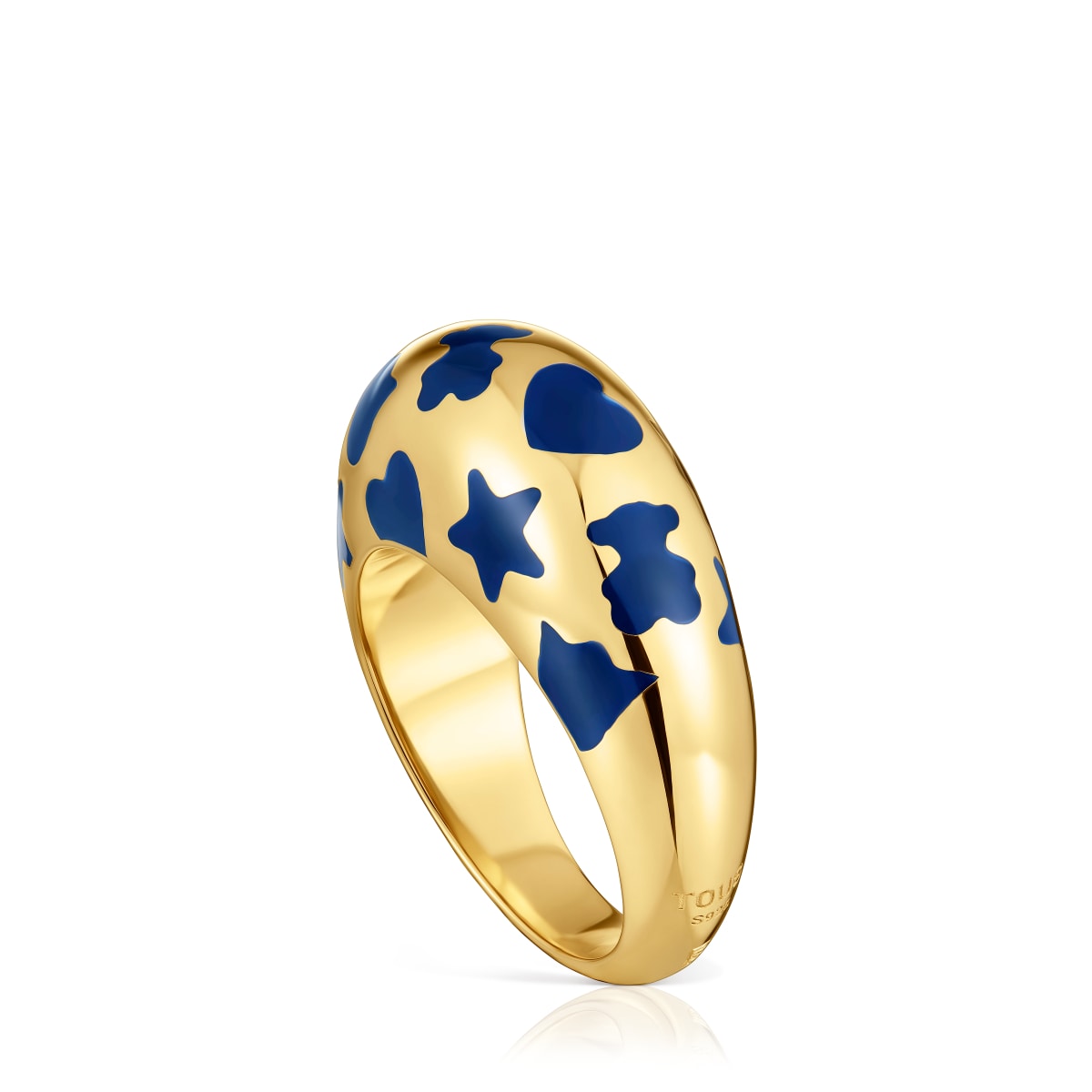 Tous - Anillo Con Baño De Oro De 18 Kt Sobre Plata Y Motivos Azules Warm Talla 8