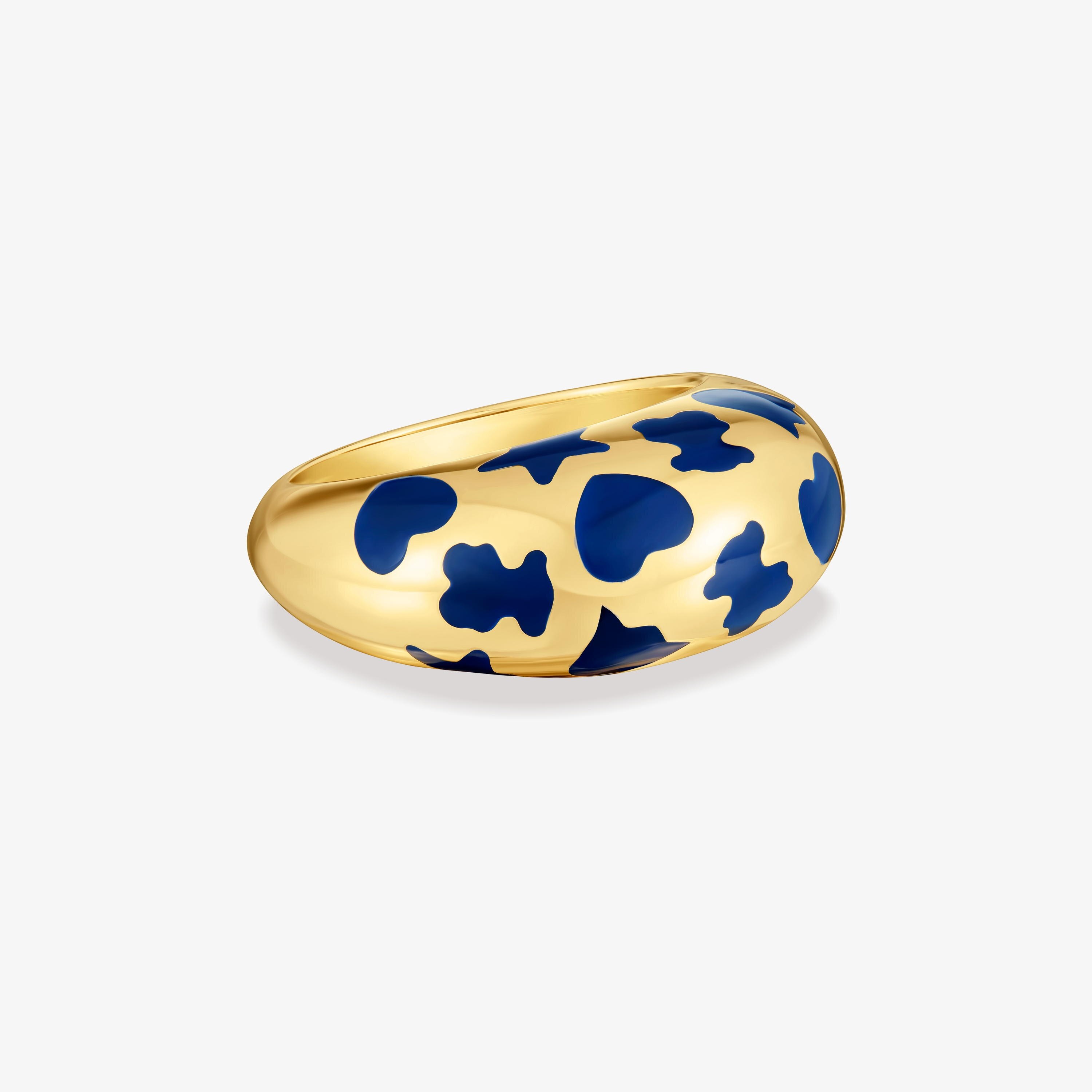 Ring with 18K gold vermeil and blue motifs Warm