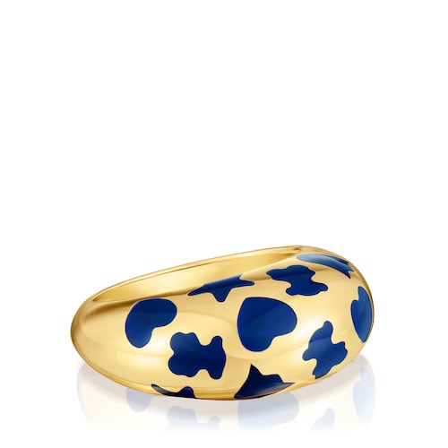 Anillo con baño de oro de 18 kt sobre plata y motivos azules Warm