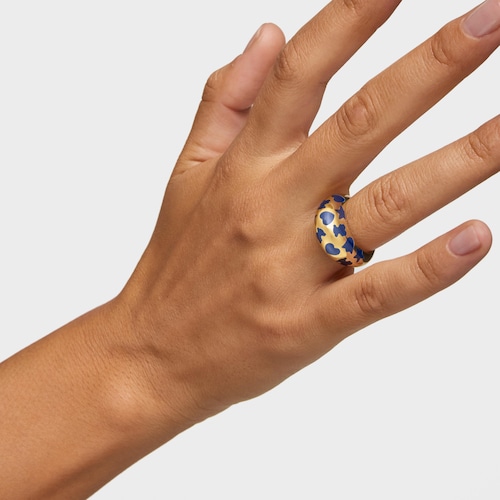 Anillo con baño de oro de 18 kt sobre plata y motivos azules Warm