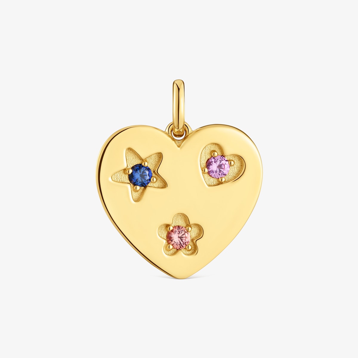 Tous - Colgante Corazón Con Baño De Oro 18 Kt Sobre Plata Y Zafiros Creados En Laboratorio Sweet Dolls Lgg - Multi