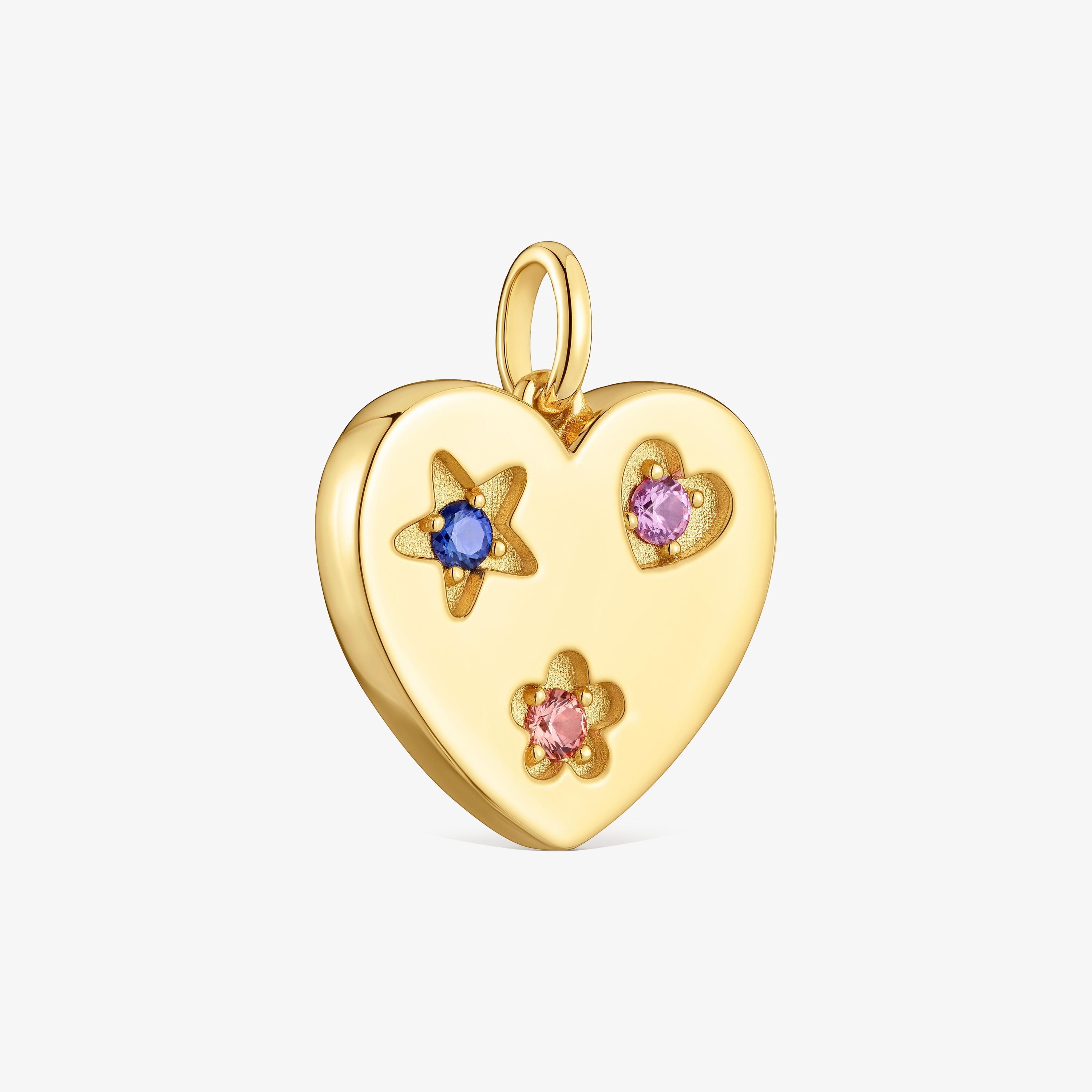 Heart pendant with 18K gold vermeil and lab-grown sapphires Sweet Dolls LGG