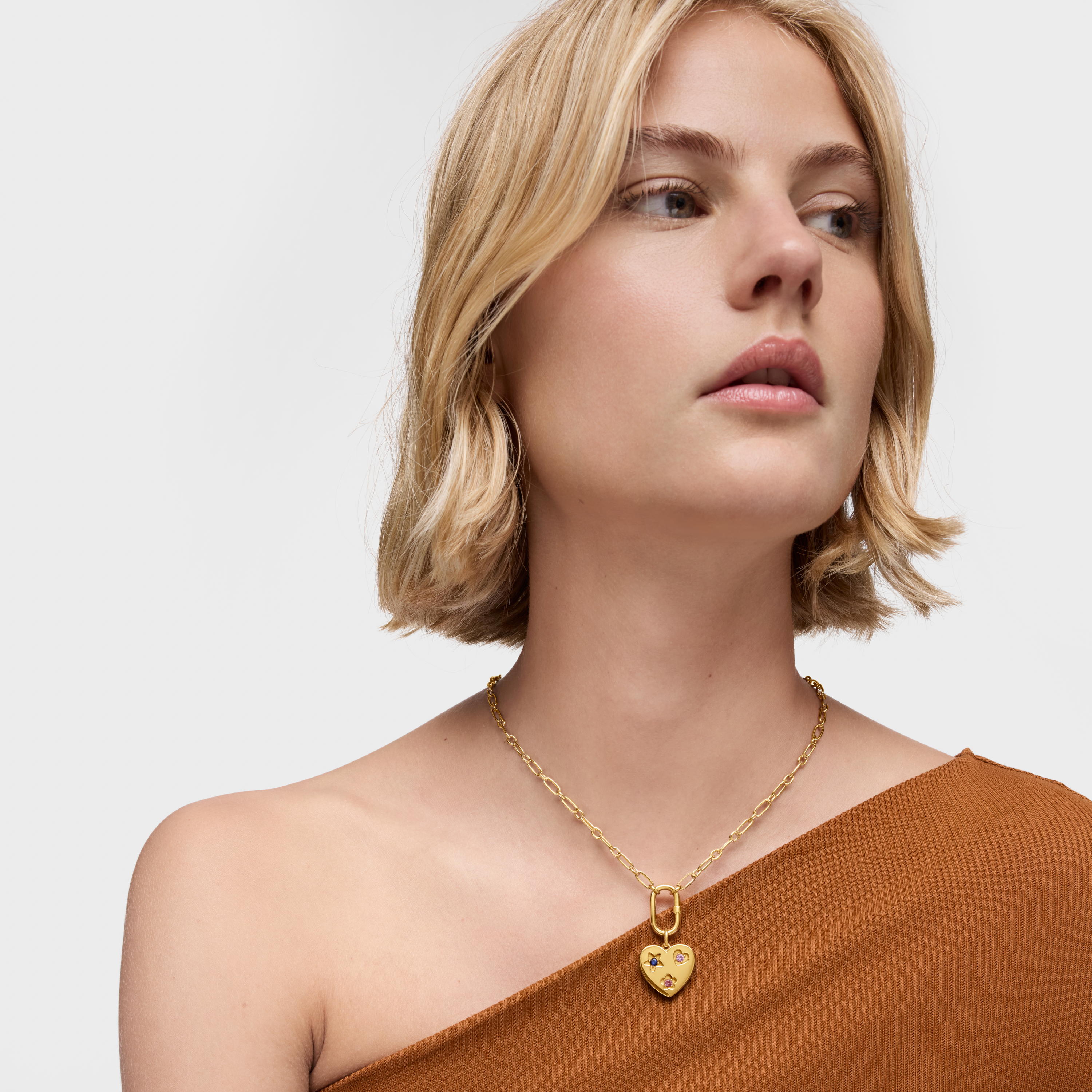 Heart pendant with 18K gold vermeil and lab-grown sapphires Sweet Dolls LGG
