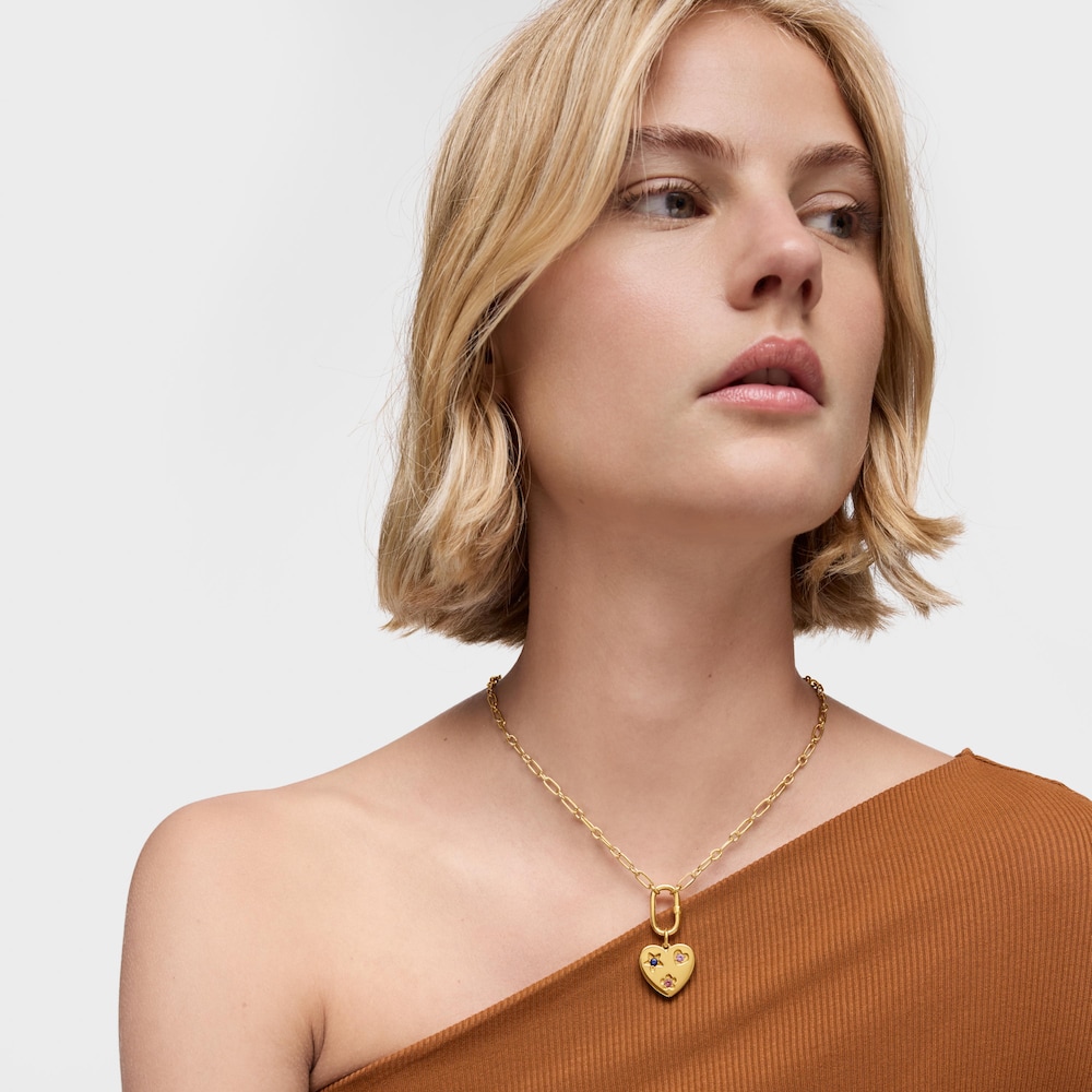 Pr&iacute;vesok srdca s&nbsp;18&nbsp;kt pozl&aacute;ten&iacute;m na striebre a&nbsp;syntetick&yacute;mi zaf&iacute;rmi Sweet Dolls LGG