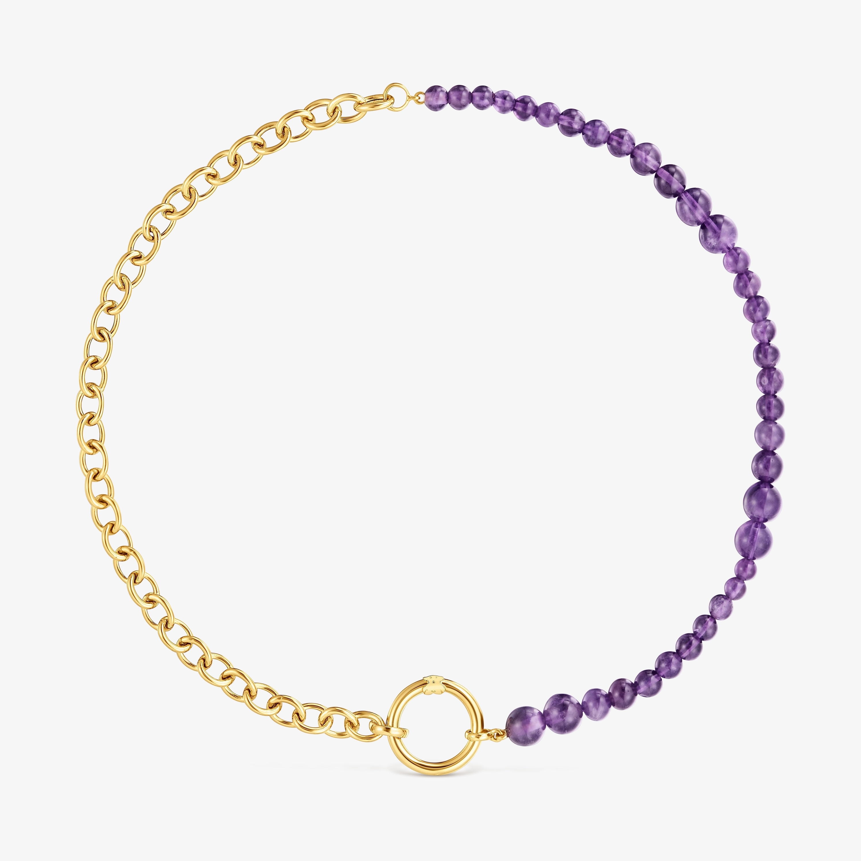 Necklace with 18K gold vermeil and amethyst Hold