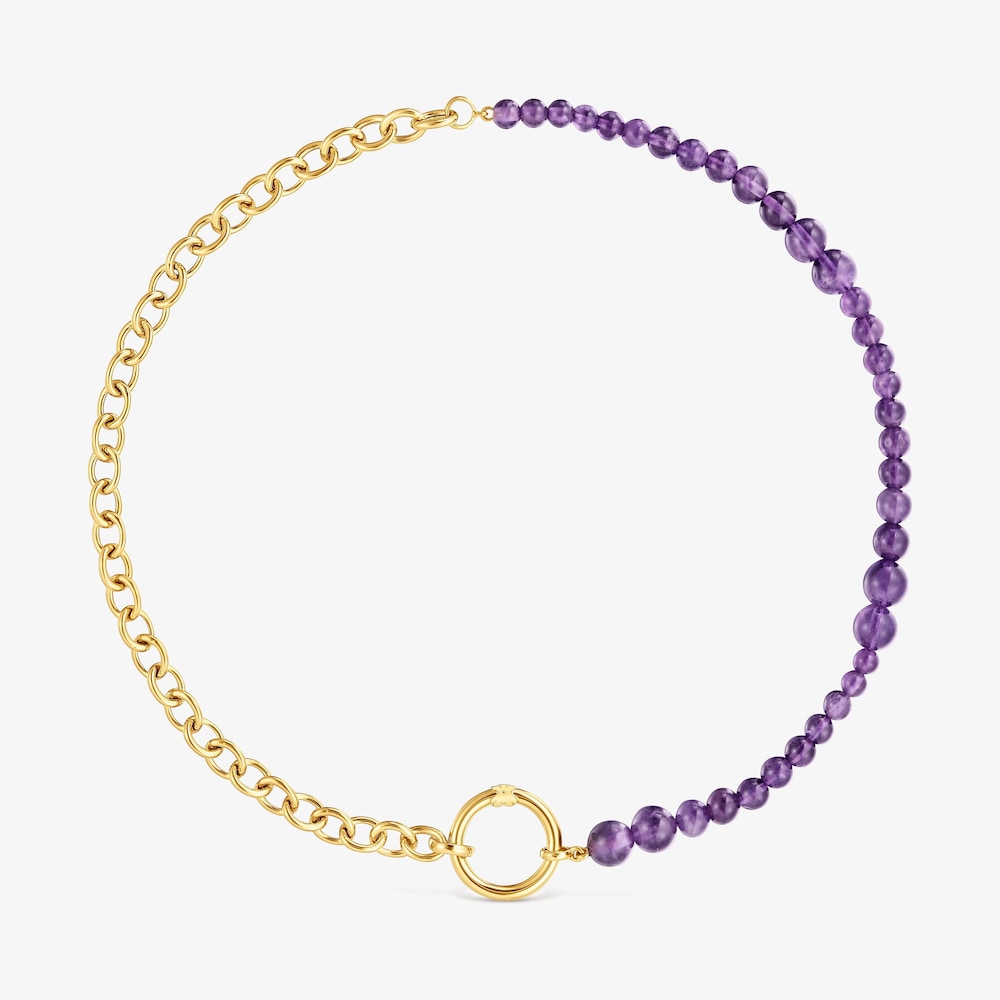 Collar con ba&ntilde;o de oro de 18&nbsp;kt sobre plata y amatista Hold