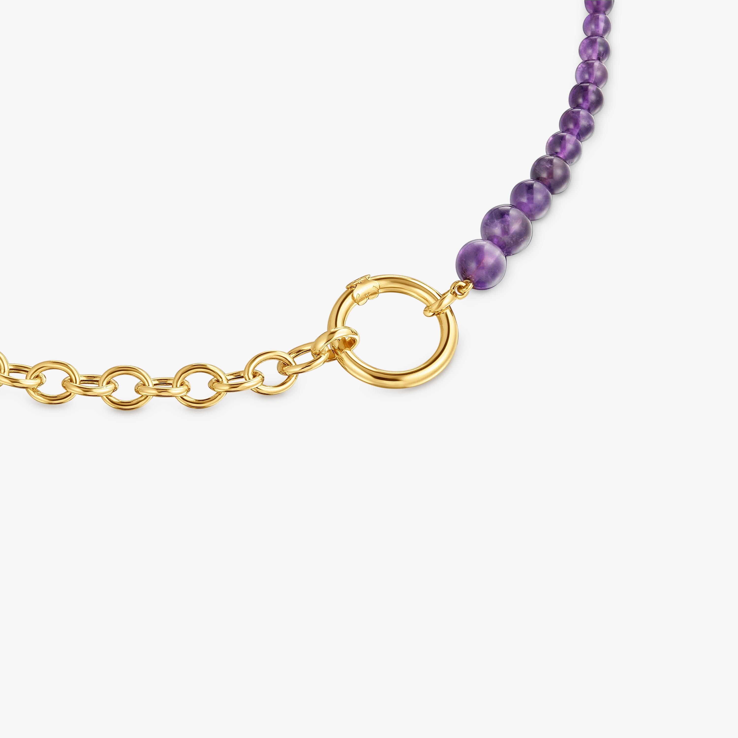 Necklace with 18K gold vermeil and amethyst Hold