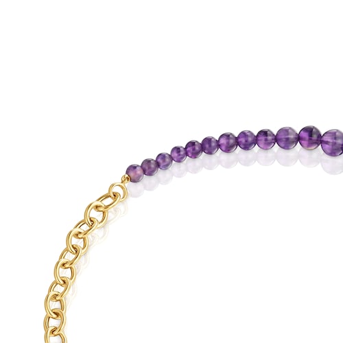 Necklace with 18kt gold plating over silver and amethyst Hold