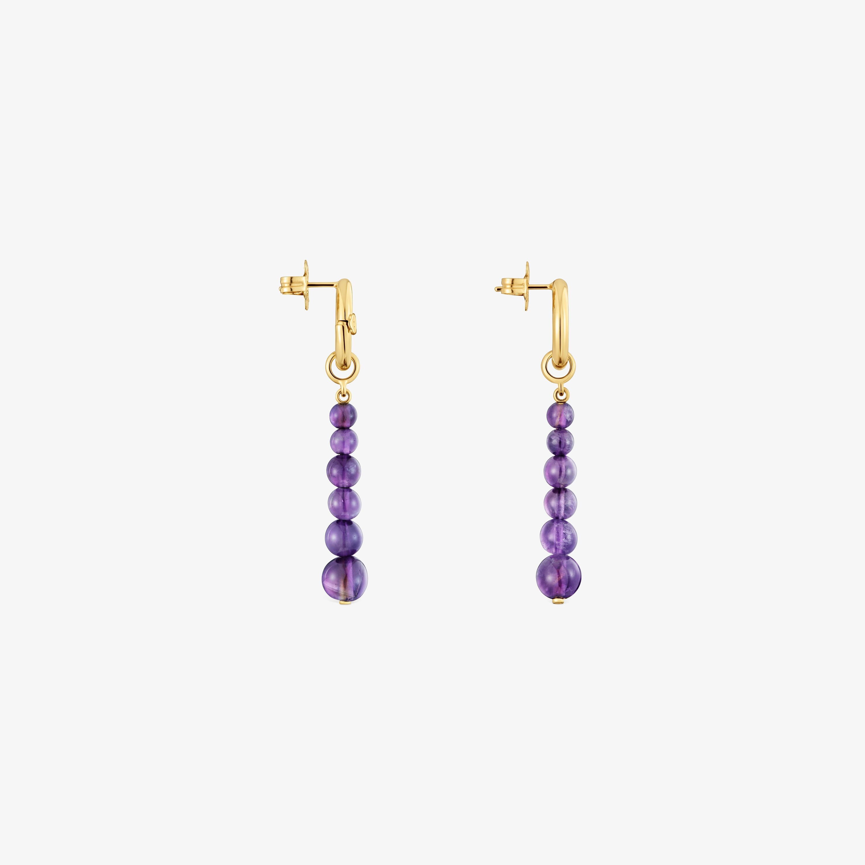 Long Earrings with 18K gold vermeil and amethyst Hold