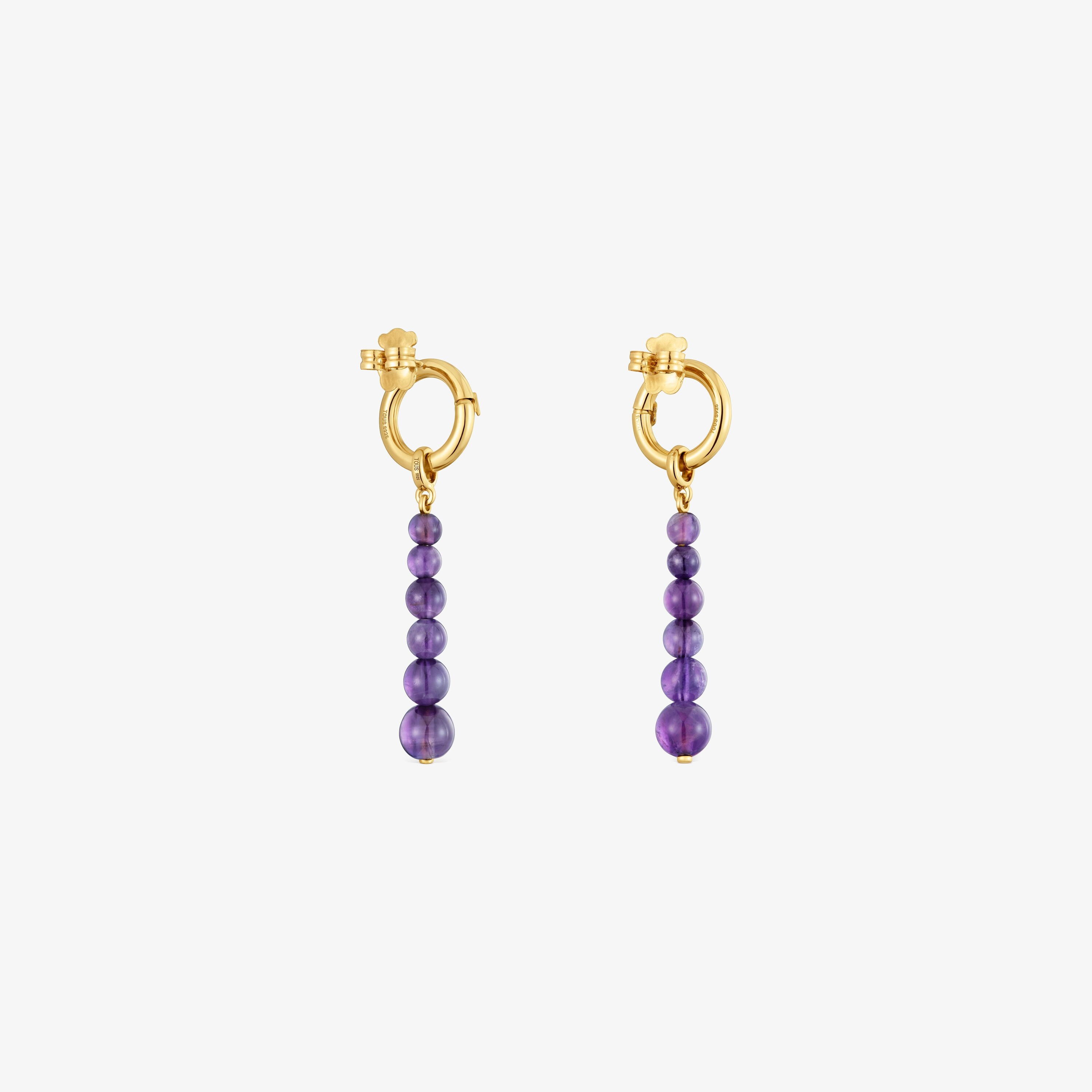 Long Earrings with 18K gold vermeil and amethyst Hold