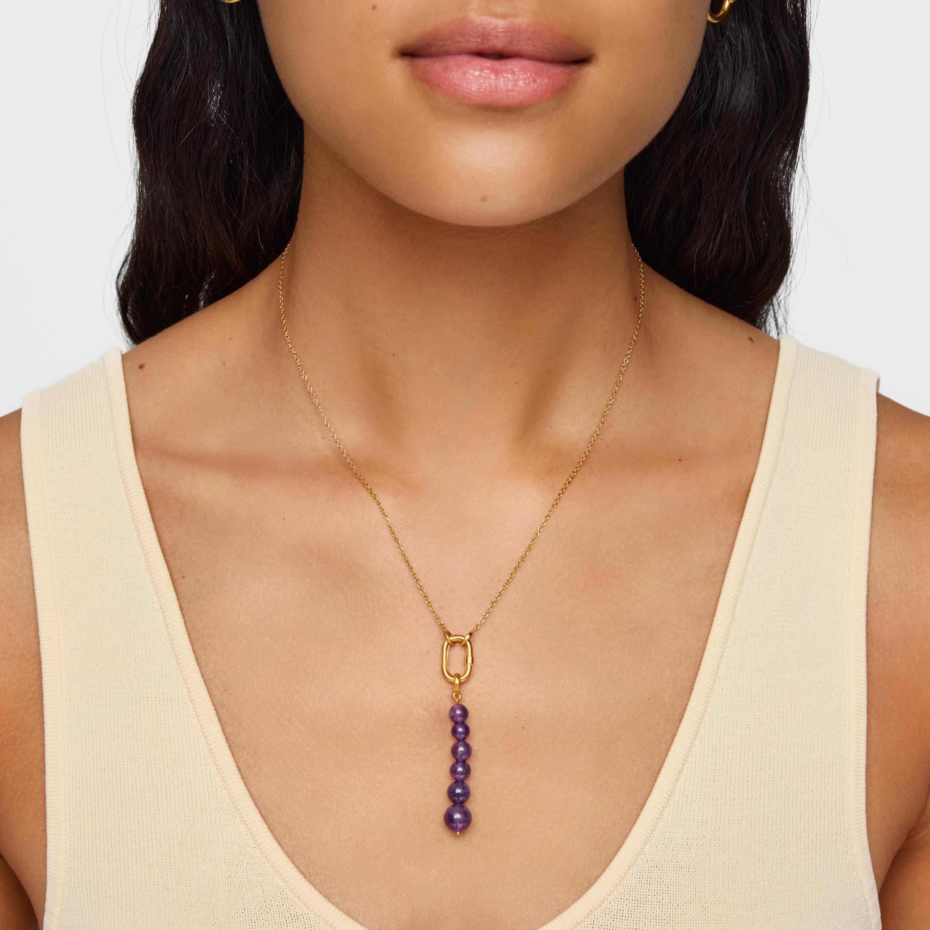 Long Earrings with 18K gold vermeil and amethyst Hold