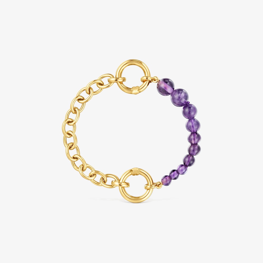 N&aacute;ramek ze stř&iacute;bra pozlacen&eacute;ho 18kar&aacute;tov&yacute;m zlatem s&nbsp;ametystem Hold