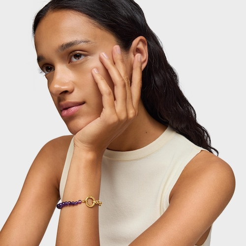 Pulsera con baño de oro de 18 kt sobre plata y amatista Hold