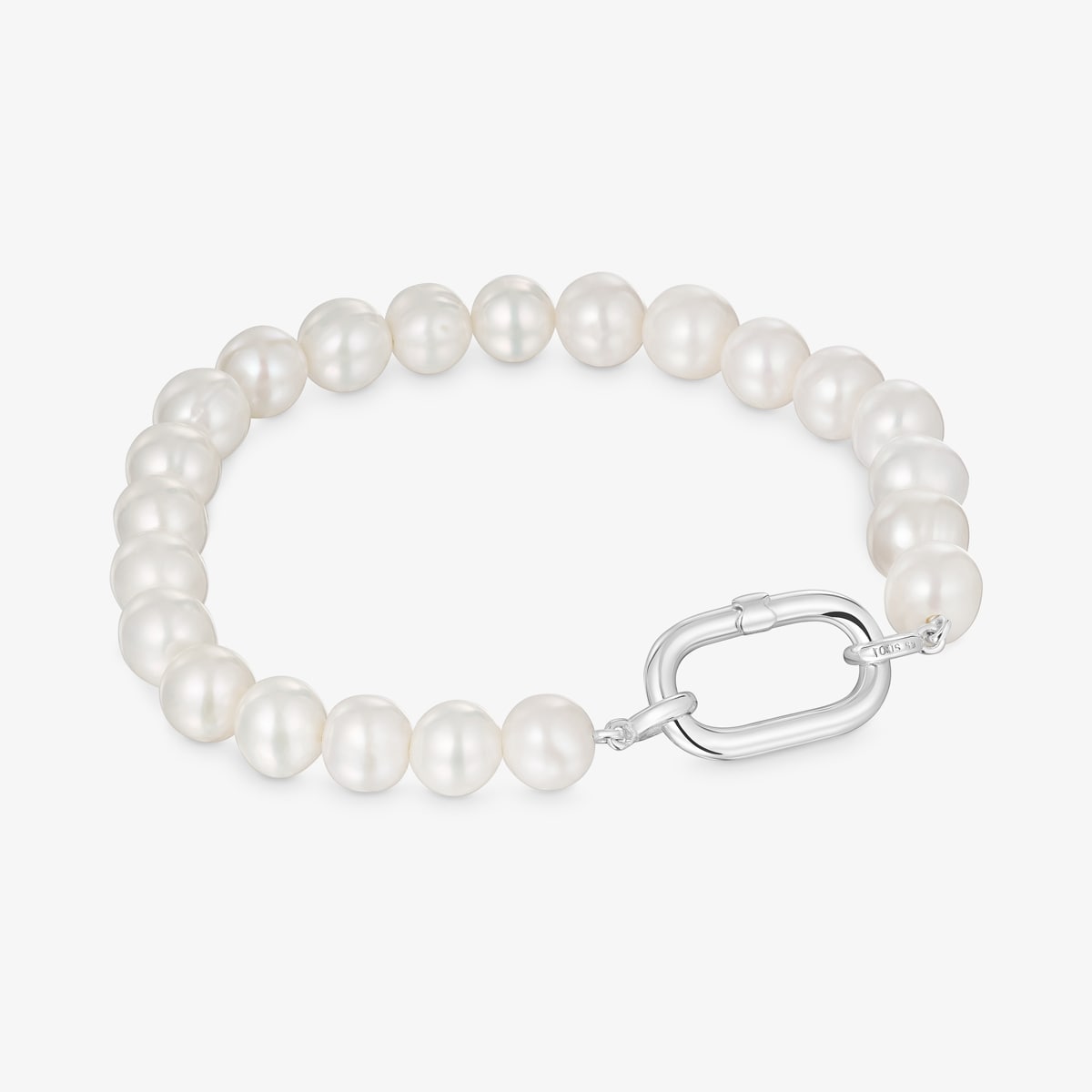 Tous - Pulsera Con Perlas Cultivadas Y Anilla De Plata Hold Oval - Blanco