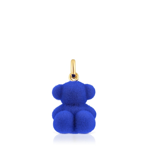 Colgante oso velvet en color azul con baño de oro 18 kt sobre plata Bold Bear