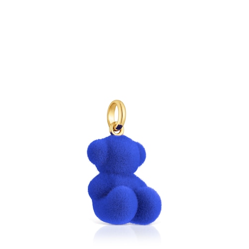 Colgante oso velvet en color azul con baño de oro 18 kt sobre plata Bold Bear