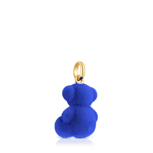 Colgante oso velvet en color azul con baño de oro 18 kt sobre plata Bold Bear