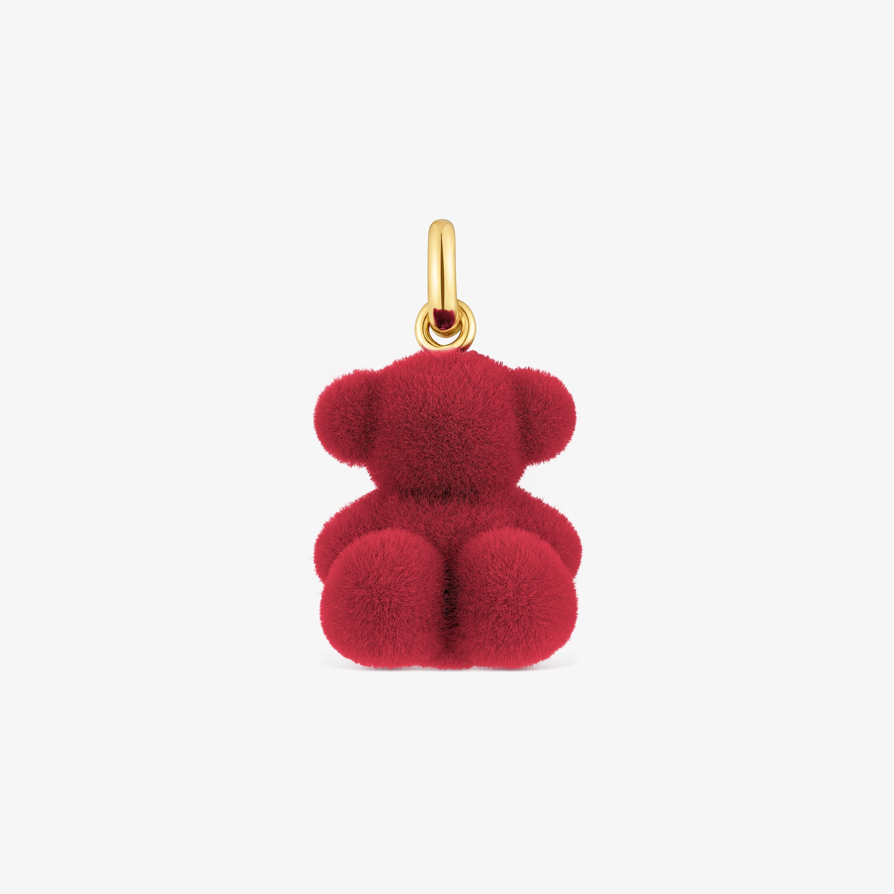 Burgundy-colored velvet bear Pendant with 18kt gold plating over silver Bold Bear