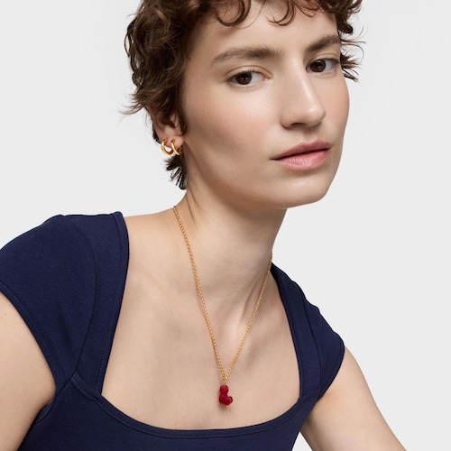 Colgante oso velvet en color burdeos con baño de oro 18 kt sobre plata Bold Bear