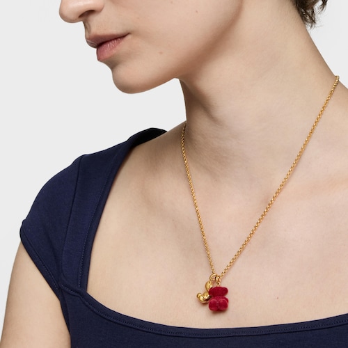 Colgante oso velvet en color burdeos con baño de oro 18 kt sobre plata Bold Bear