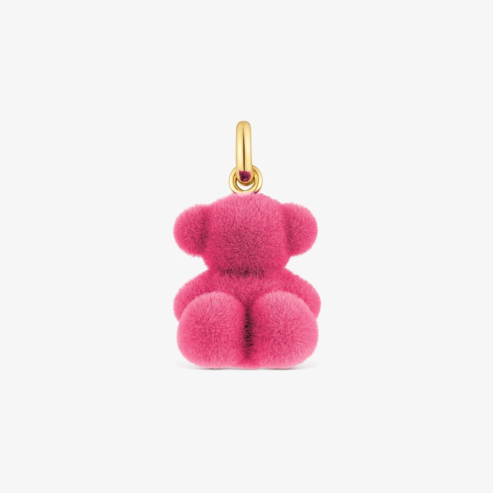 Dije oso velvet en color rosa con ba&ntilde;o de oro 18 kt sobre plata Bold Bear