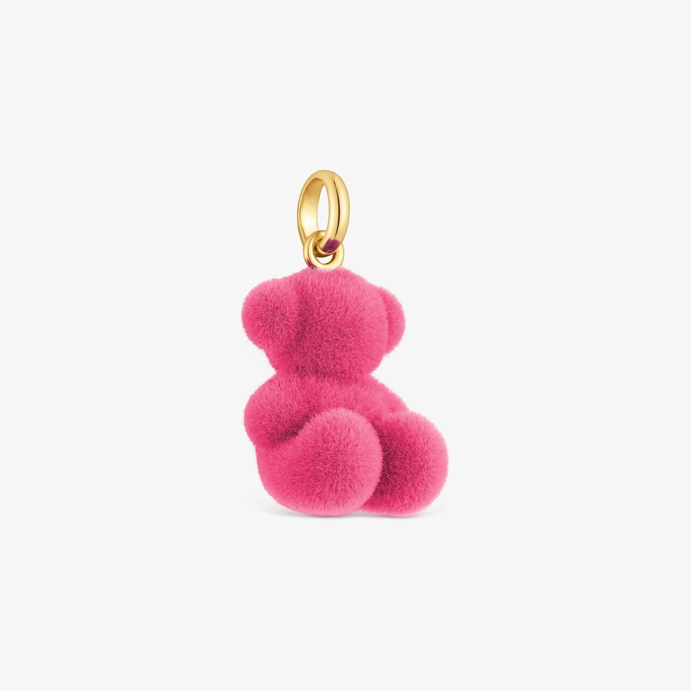Dije oso velvet en color rosa con ba&ntilde;o de oro 18 kt sobre plata Bold Bear