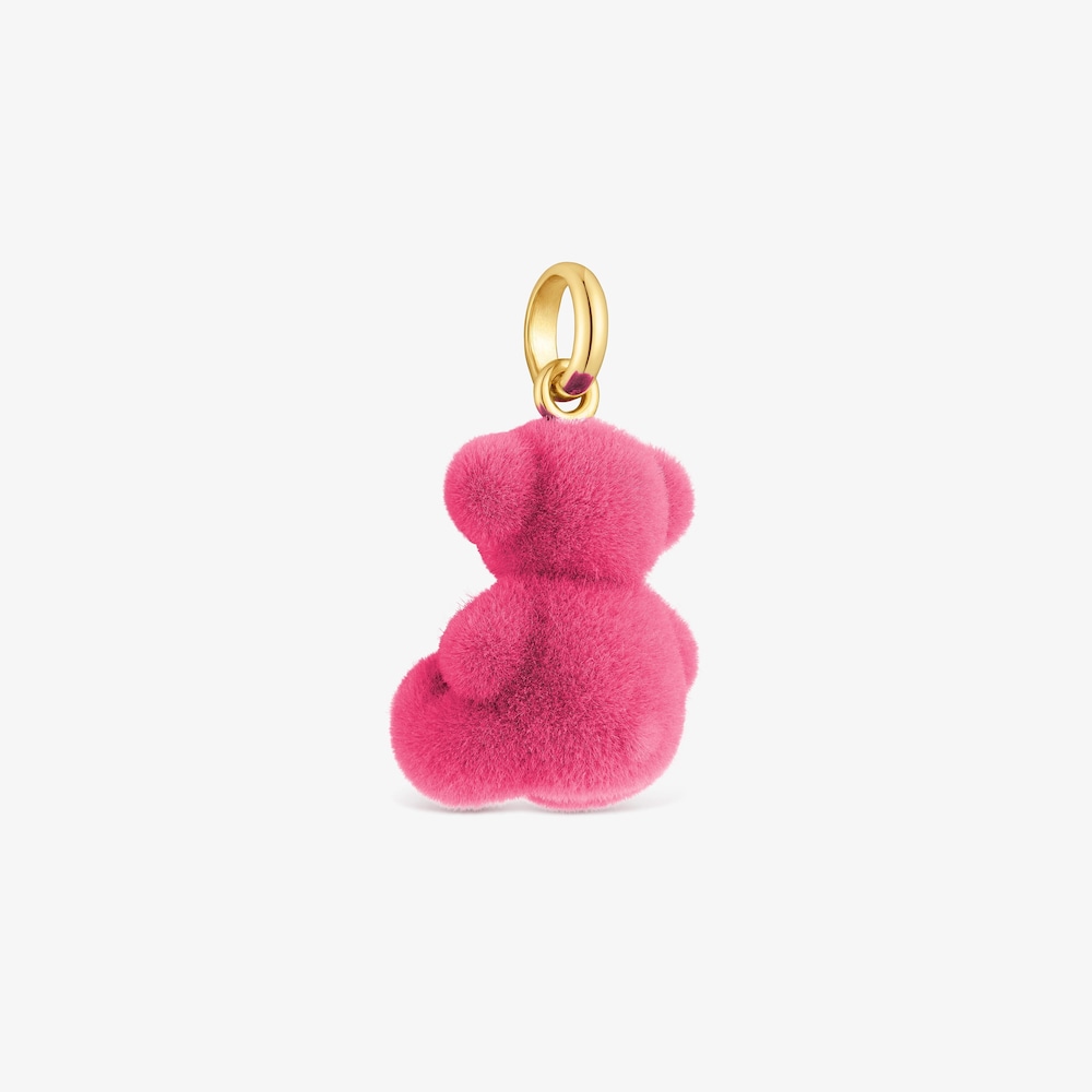 Dije oso velvet en color rosa con ba&ntilde;o de oro 18 kt sobre plata Bold Bear