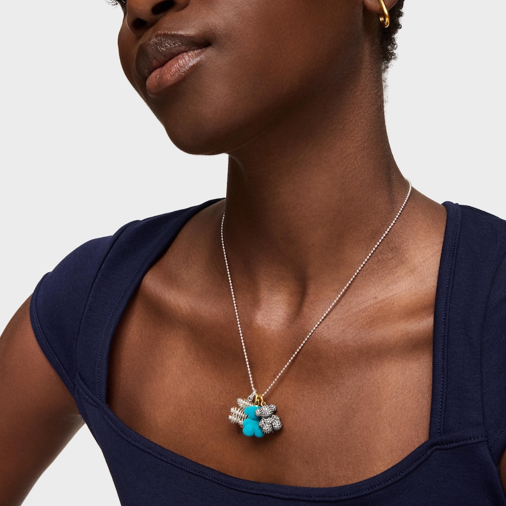 Dije oso velvet en color turquesa con ba&ntilde;o de oro 18 kt sobre plata Bold Bear