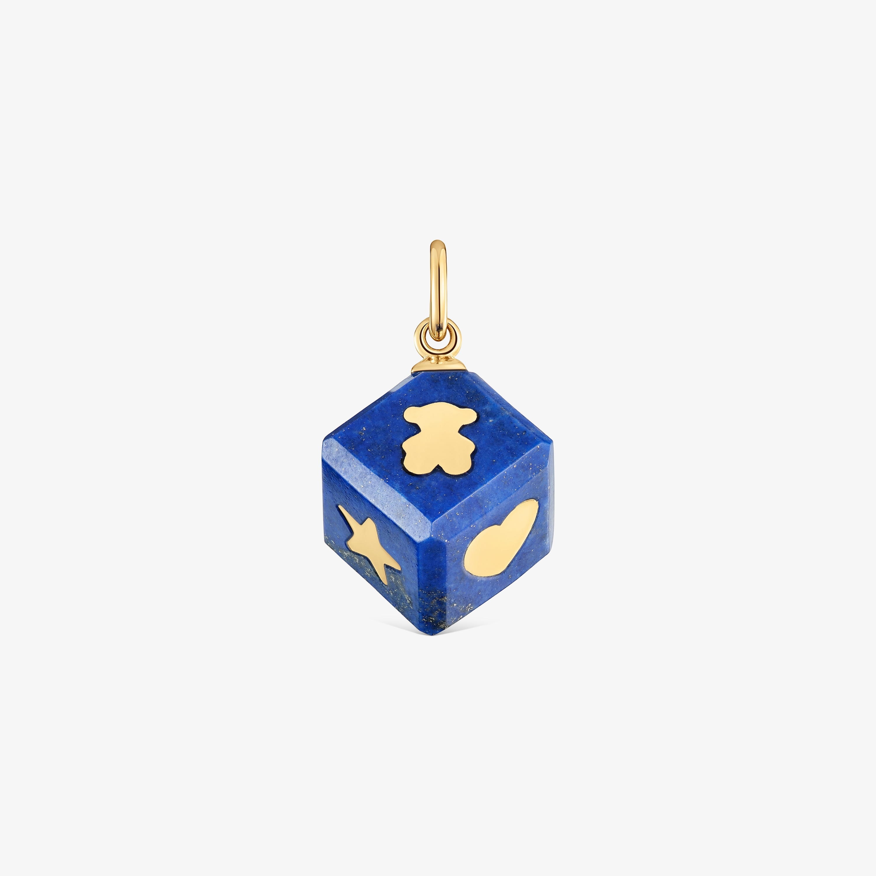 14ktゴールドとラピスラズリのペンダントトップ Cube | TOUS