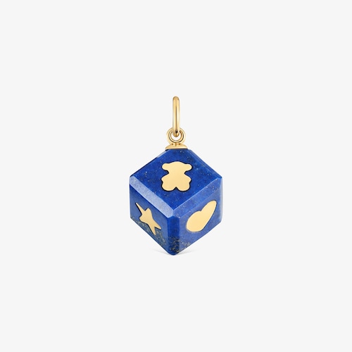 Colgante de oro de 14&nbsp;kt y lapisl&aacute;zuli Cube