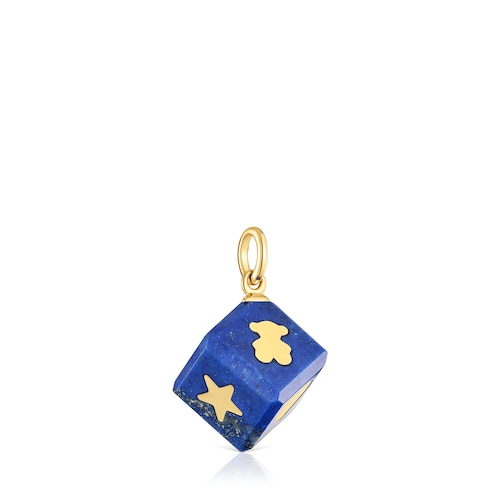 Wisiorek z 14-karatowego złota z lapis lazuli Cube