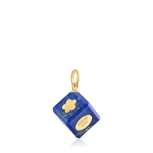 Wisiorek z 14-karatowego złota z lapis lazuli Cube