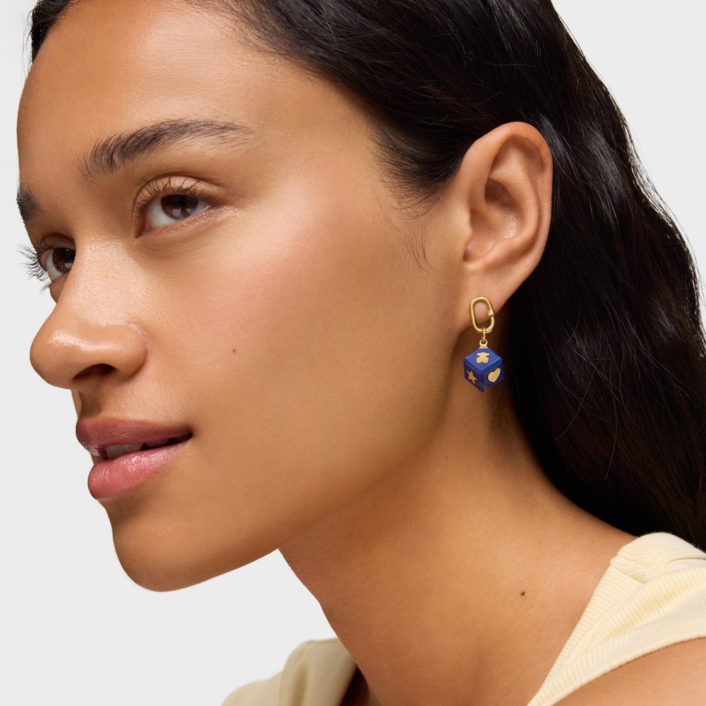 Wisiorek z 14-karatowego złota z lapis lazuli Cube