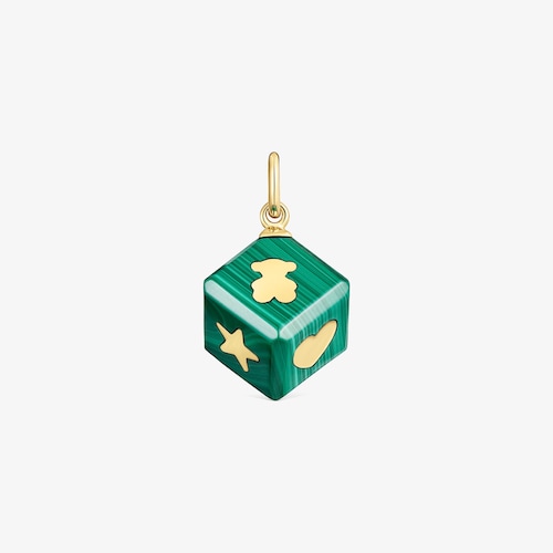 Penjoll d'or de 14 kt i malaquita Cube