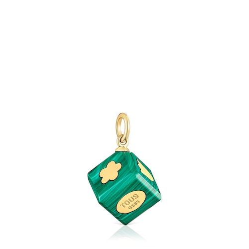 Colgante de oro de 14 kt y malaquita Cube