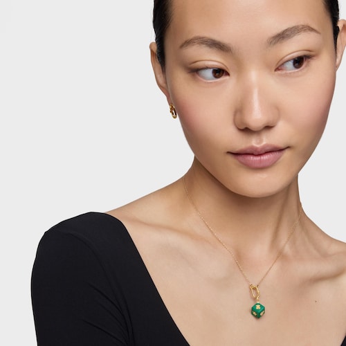 Colgante de oro de 14 kt y malaquita Cube