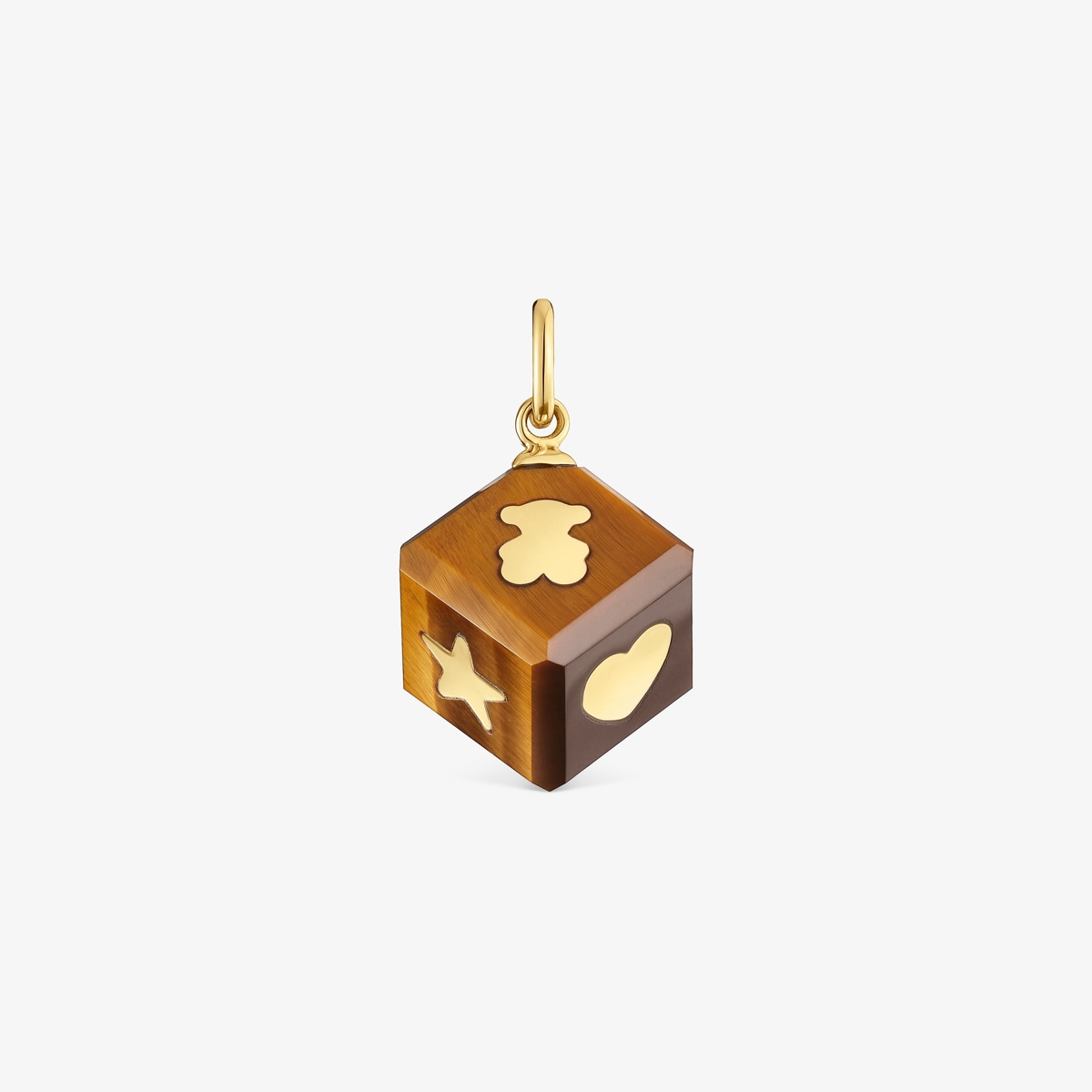 Tous - Colgante De Oro De 14 Kt Y Ojo De Tigre Cube - Marrón