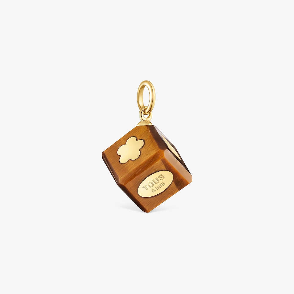 Wisiorek z 14-karatowego złota z tygrysim okiem Cube