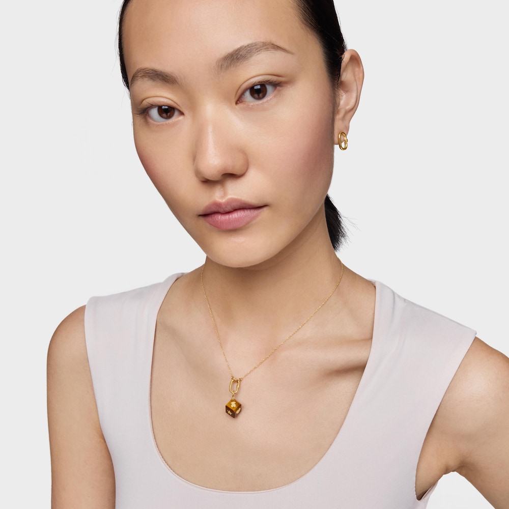 Wisiorek z 14-karatowego złota z tygrysim okiem Cube