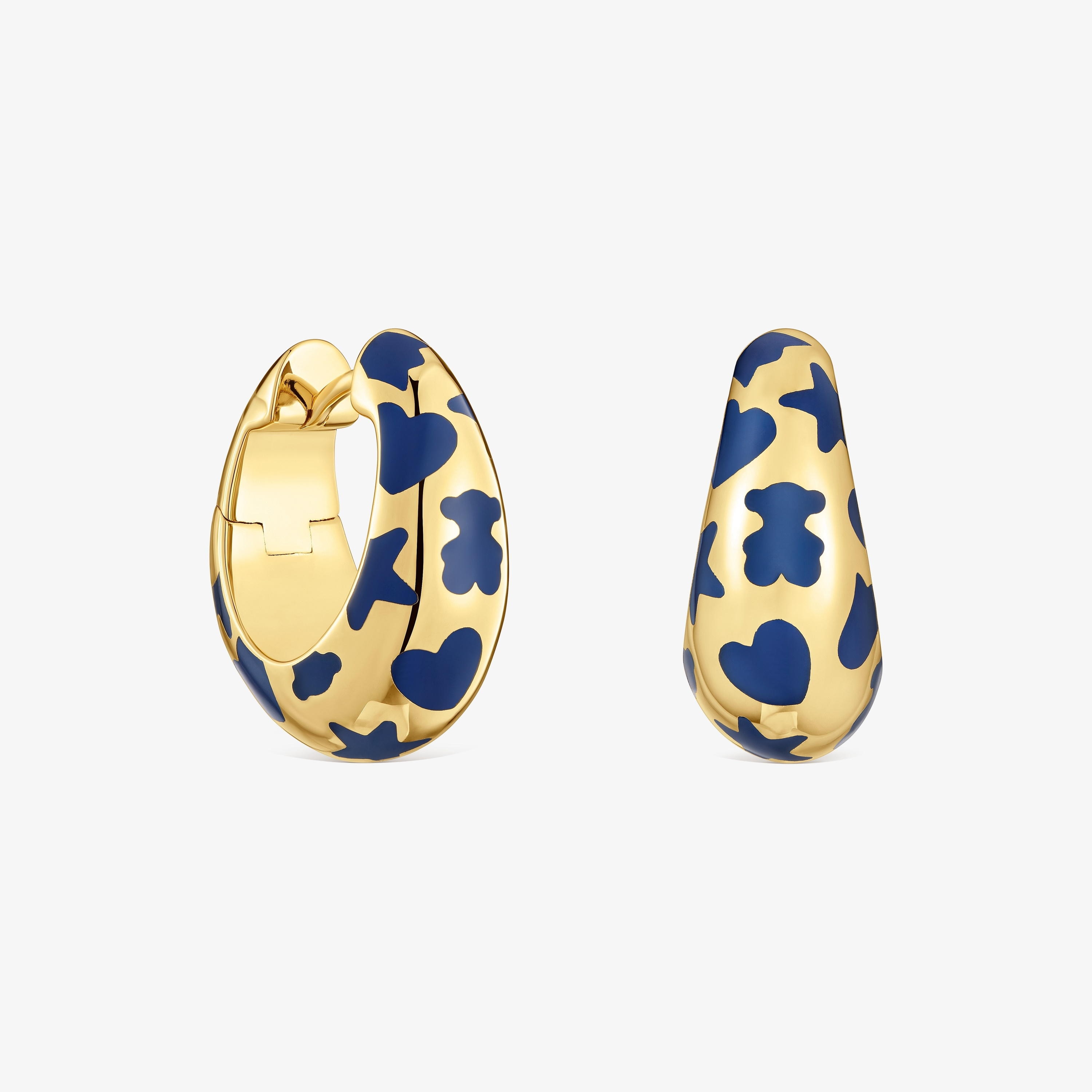 Hoop earrings with 18K gold vermeil and blue motifs Warm