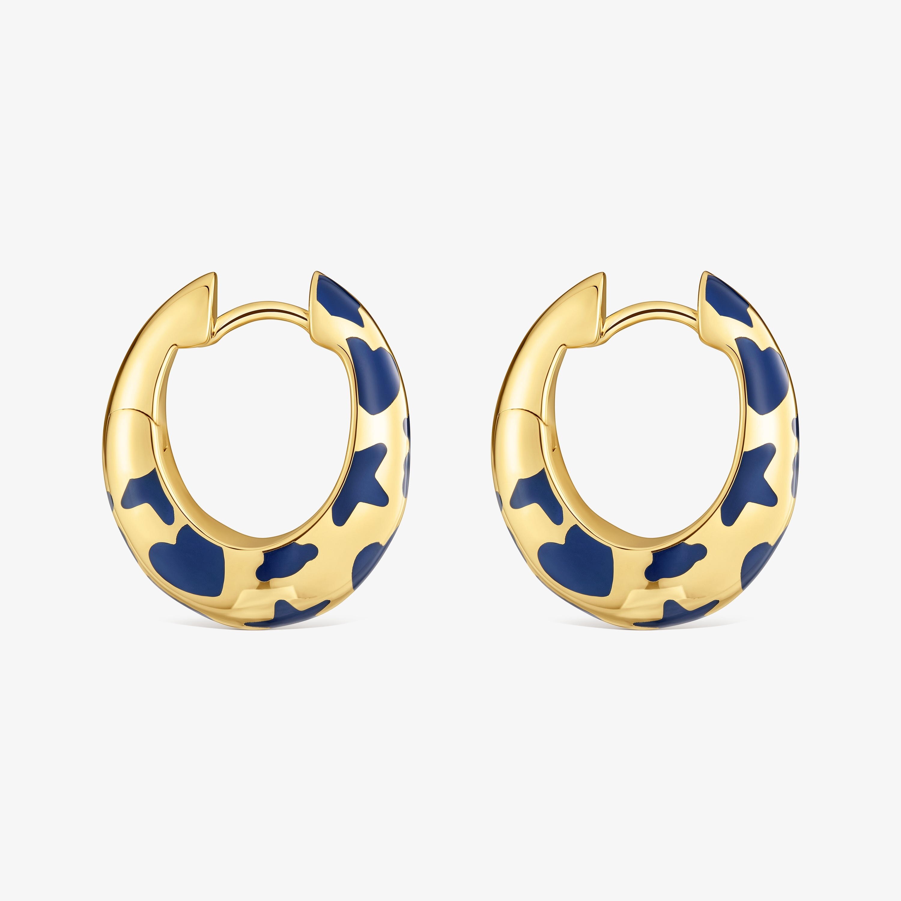 Hoop earrings with 18K gold vermeil and blue motifs Warm