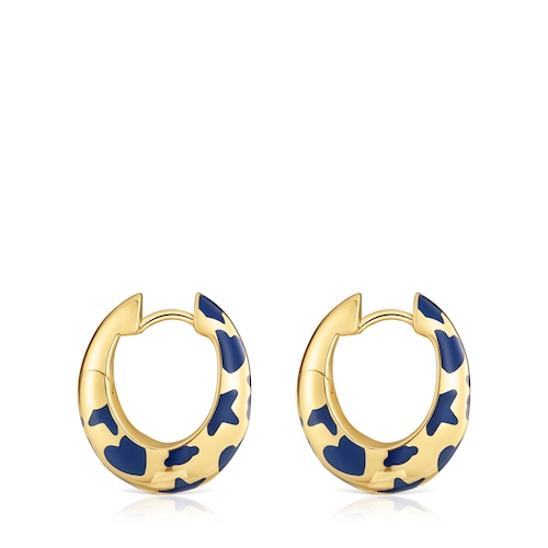 Hoop earrings with 18kt gold plating over silver and blue motifs Warm
