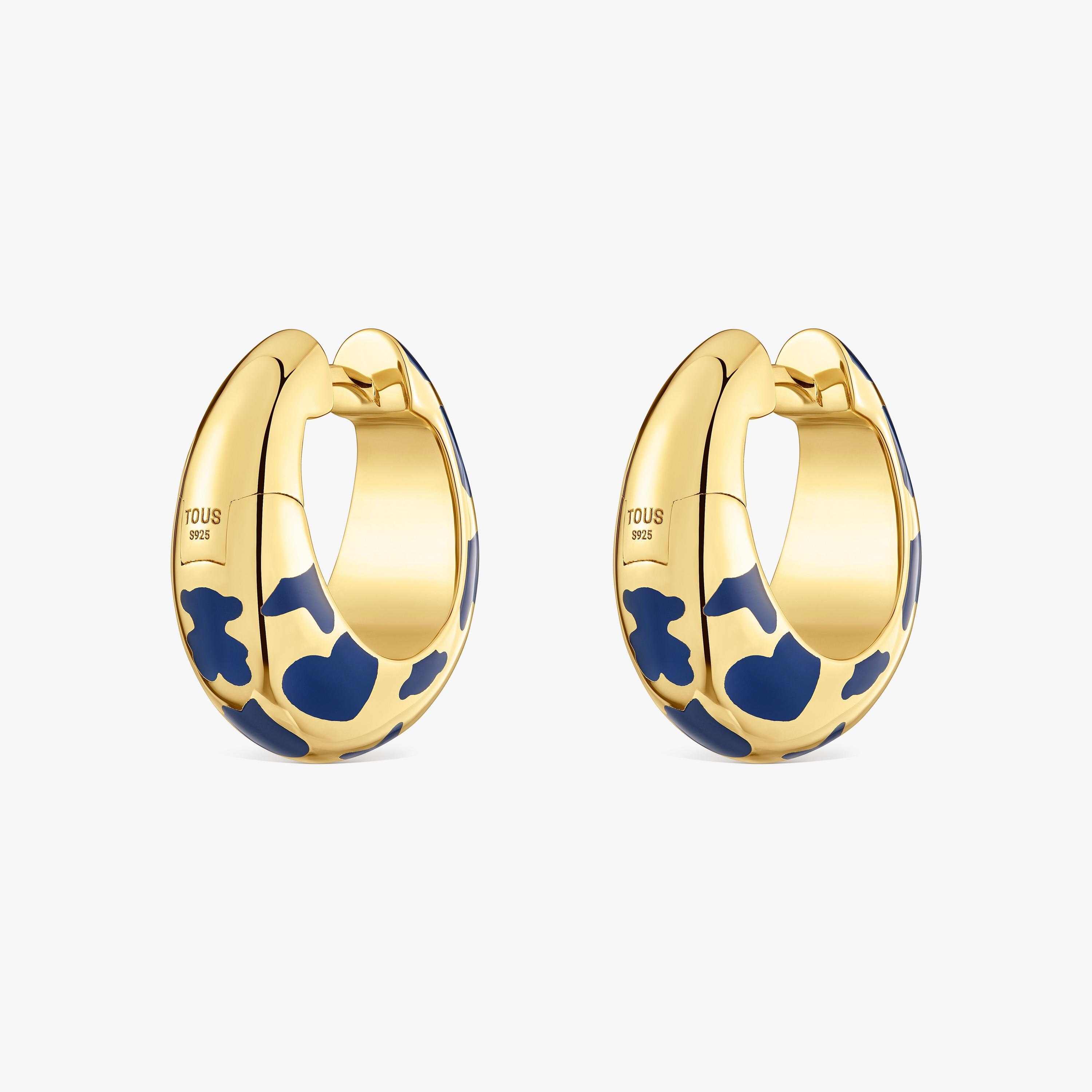 Hoop earrings with 18K gold vermeil and blue motifs Warm