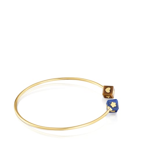 Pulsera esclava de oro de 14 kt y gemas Cube