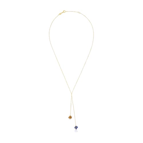 Colar em ouro de 14 K e pedras preciosas Cube