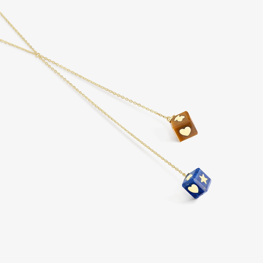 Collar de oro de 14&nbsp;kt y gemas Cube