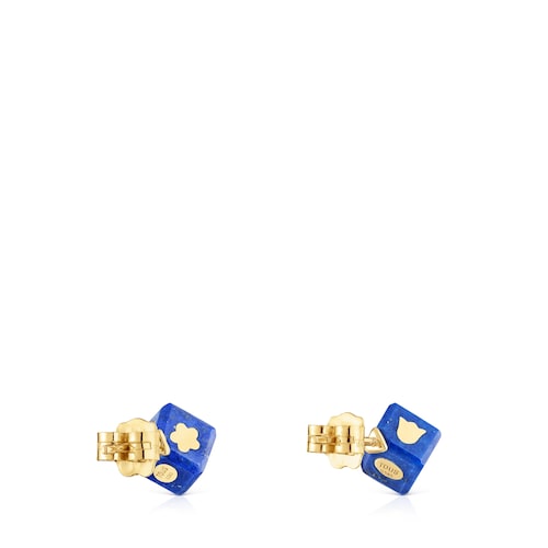 Kolczyki z 14-karatowego złota z lapis lazuli Cube