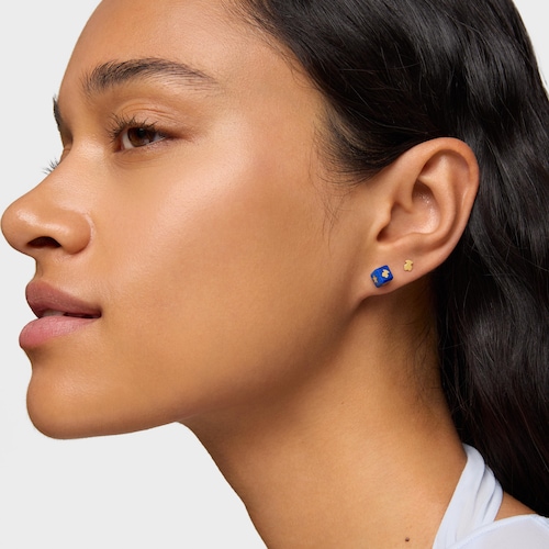 Kolczyki z 14-karatowego złota z lapis lazuli Cube